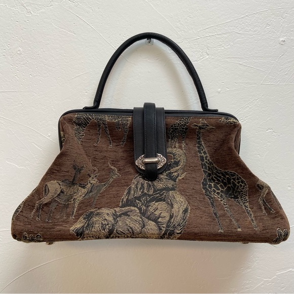 RAVIANI GARLAND WEEKENDER TAPESTRY SAFARI ANIMAL CARPET SHOULDER BAG PURSE - Picture 2 of 15